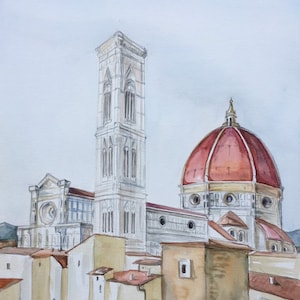 Florence Duomo, Italy, original watercolor print/ Europe / travel fine art print/ Handmade souvenir / Travel gift