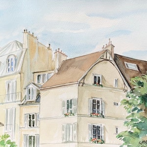 ORIGINAL watercolor painting/Paris houses/St.Germain, France/travel gift/Europe