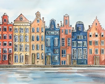 Amsterdam Canal/Holland giclee print/ Europe / travel fine art print/ Handmade souvenir / Travel gift