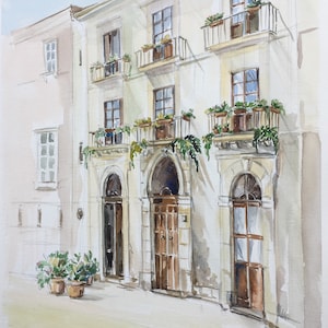 Ortigia Syracuse, Sicily, Italy original watercolor giclee print/ Europe / travel fine art print/ Handmade souvenir / Travel gift