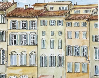 Italy, Rome/Florence/Milan/Europe  Buildings original watercolor giclee print/travel gift/souvenir