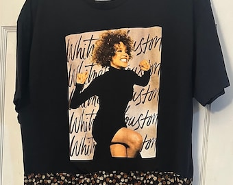 Upcycled t-shirt dress, Whitney Houston, BOHO, Size L floral