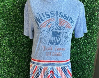 Mississippi Blues Bar Upcycled Maxi Dress, One of a kind, Comfy, Size S