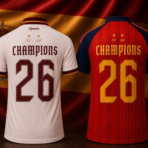 Spanien Meistertrikot 2026 – Individuell gestaltbares Trikot mit Namen und Nummer – Fußballtrikot für Kinder und Erwachsene – Geschenk für Fußballfans