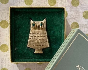 Avon Jeweled Owl Glace' Pin - Vintage 1968