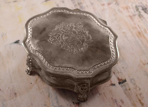 Silver Plated Trinket Box with Red Velvet Lining - image 1