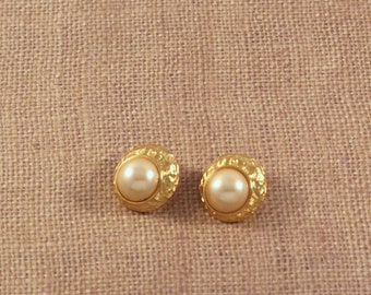 Trifari Marcella Saltz  Faux Pearl Clip Earrings - Vintage 1980s