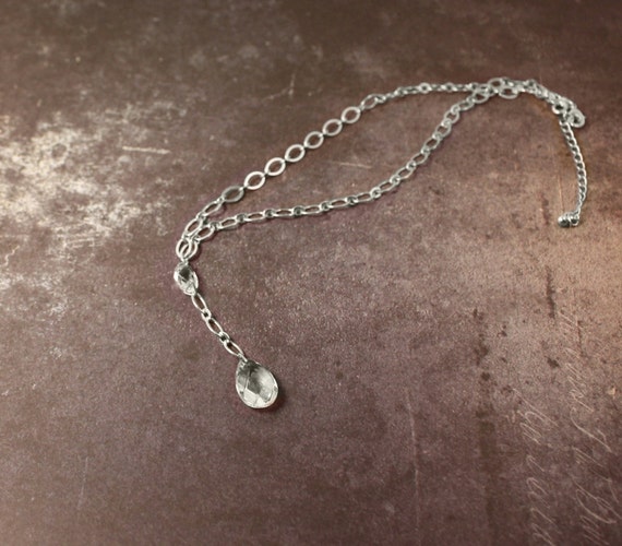Silver-Tone Crystal Drop "Y" Shaped Necklace - image 4