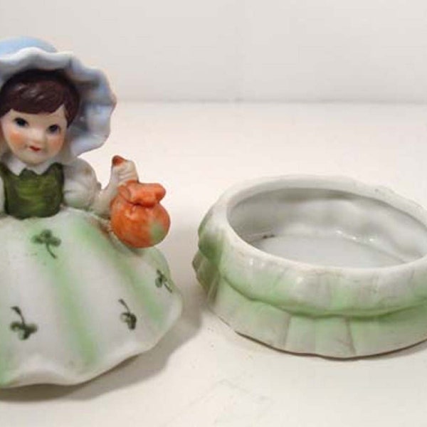 Brinns Ceramic Little Lady Figurine and Trinket Box