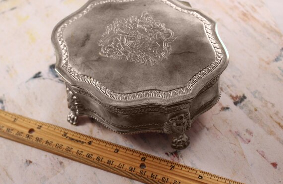 Silver Plated Trinket Box with Red Velvet Lining - image 4