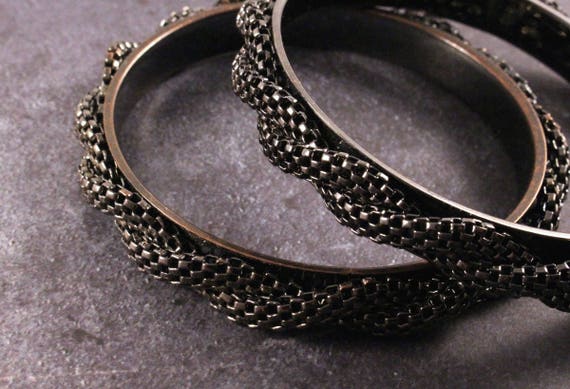 Two Chain wrapped Bangle Bracelets - image 2