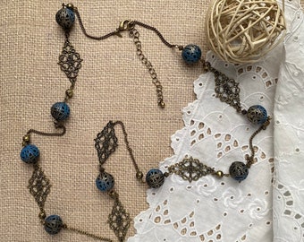 Avon Long Filigree Ball Necklace - Vintage