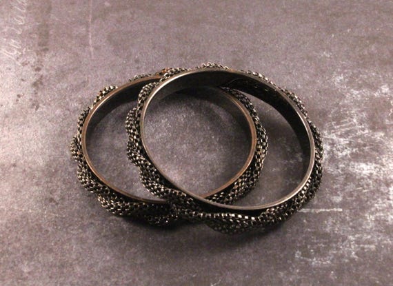 Two Chain wrapped Bangle Bracelets - image 1