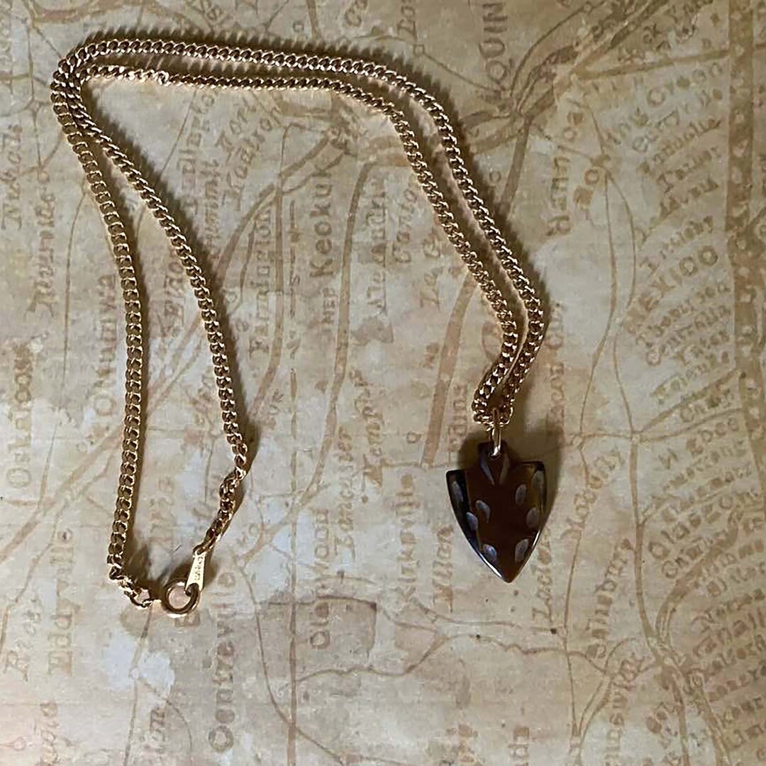 Avon Genuine Tigers Eye Arrowhead Pendant With Gold Tone Neck Etsy UK