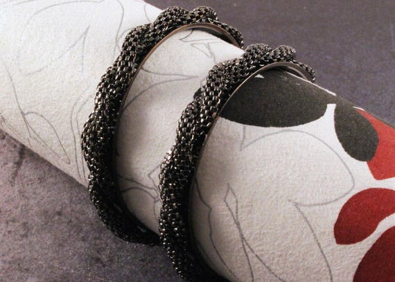 Two Chain wrapped Bangle Bracelets - image 3