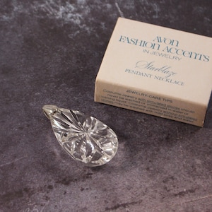 Colgante transparente Avon Starblaze con pavé plateado - Vintage 1975