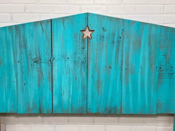50 Tall Wood Turquoise Beach Headboard With Star Cutout Etsy UK