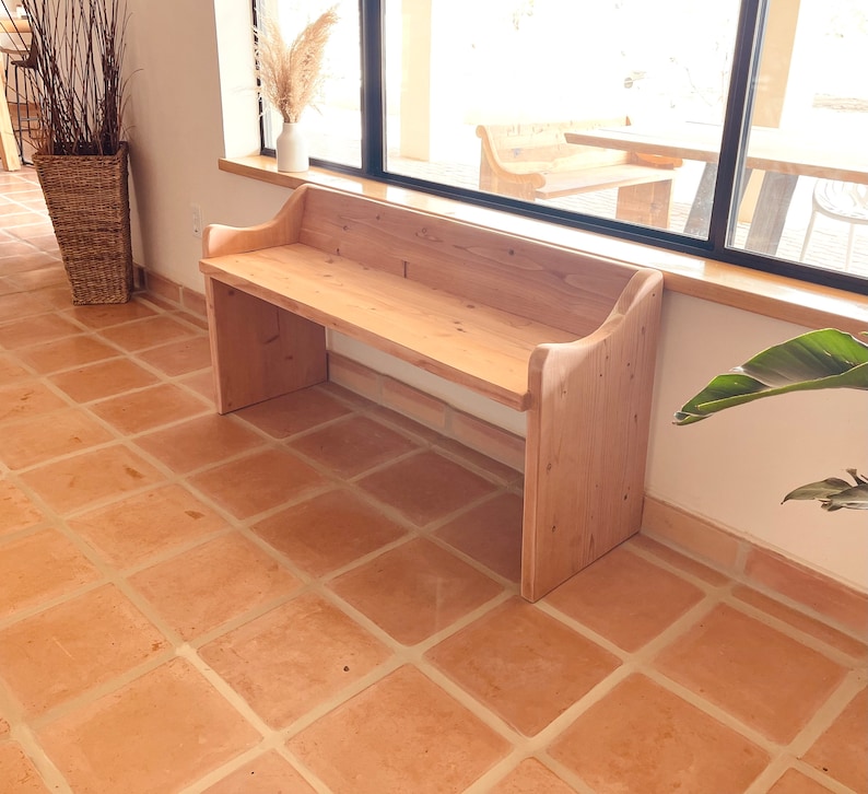 Simple Boho Bench Low Back Modern Boho Wood Bench - Etsy