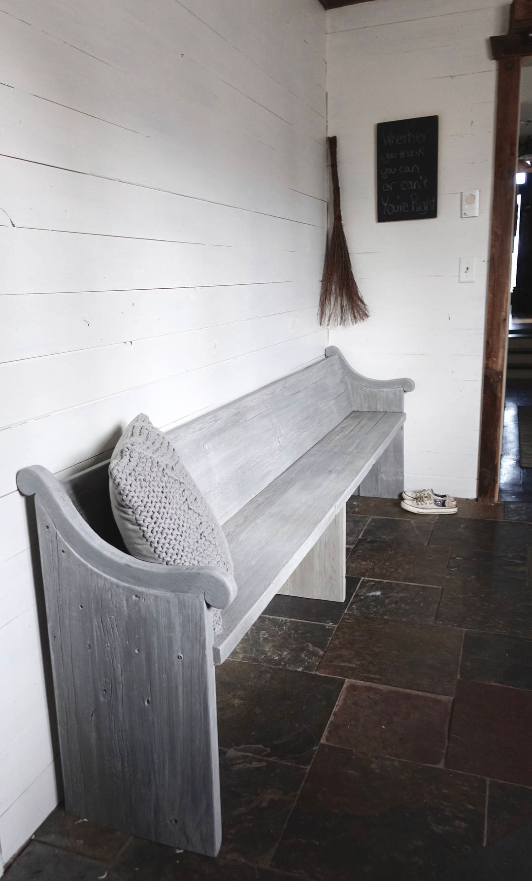 Grey Solid Wood Dining / Entry /bedroom/footboard Bench Etsy
