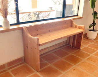 Low back modern boho wood bench