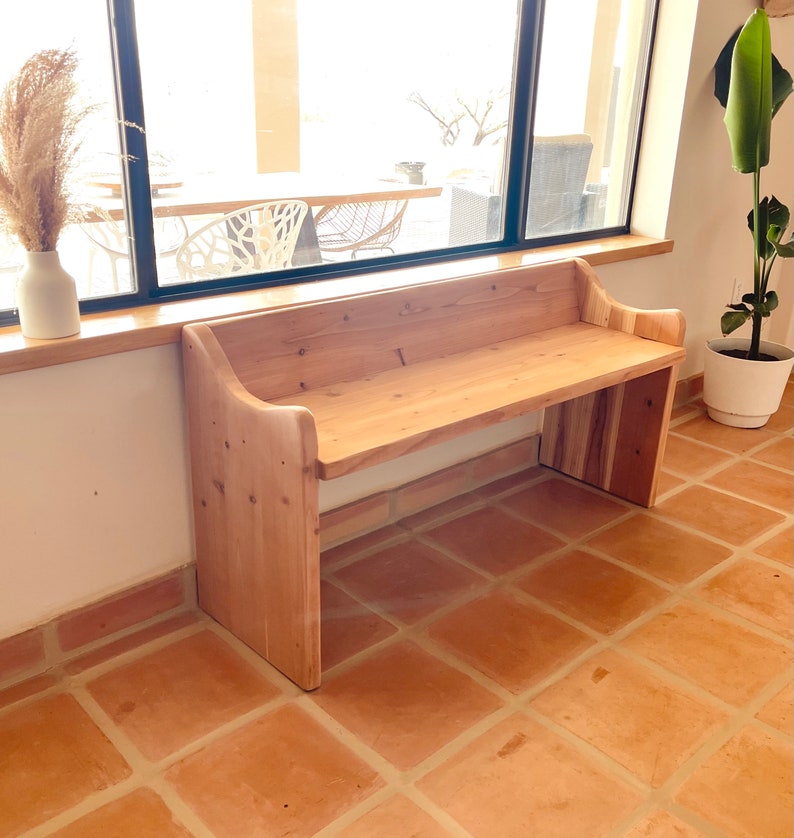 Simple Boho Bench Low Back Modern Boho Wood Bench - Etsy