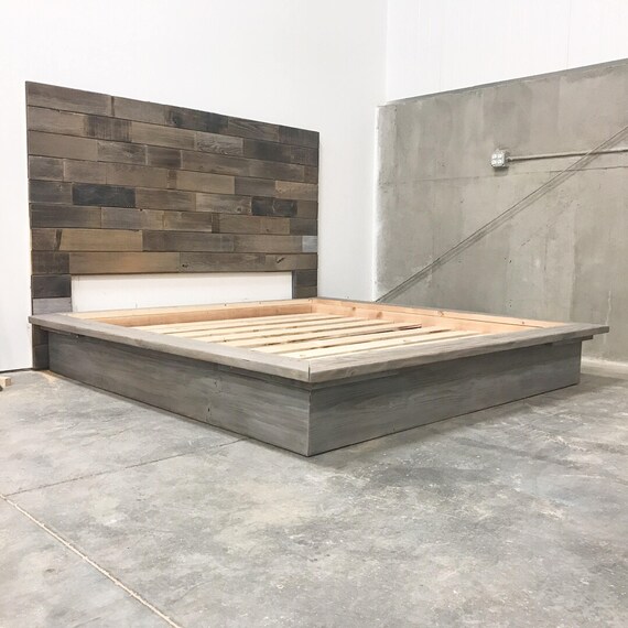 Weathered Driftwood Finish Platform Bed Base Ca King 50
