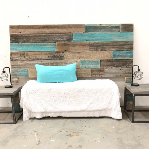 Rustic modern industrial wood wall mount headboard art