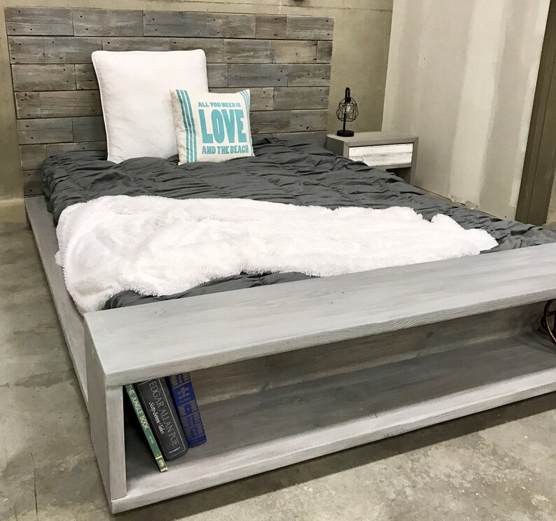 Marie Bookcase Bench Footboard Platform Solid Wood Bed Home Living Bedroom Furniture