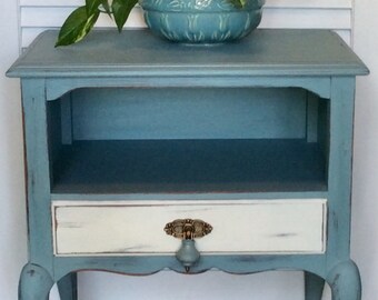 light blue nightstands