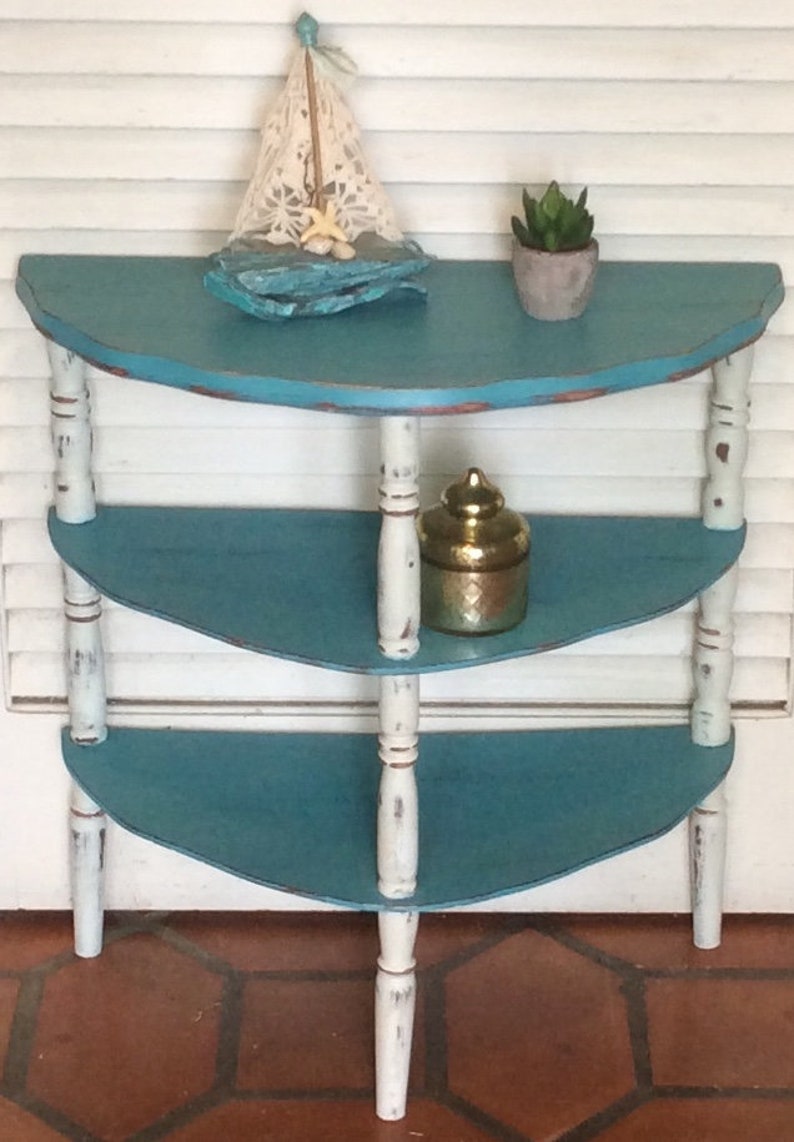 Blue Shelf End Table