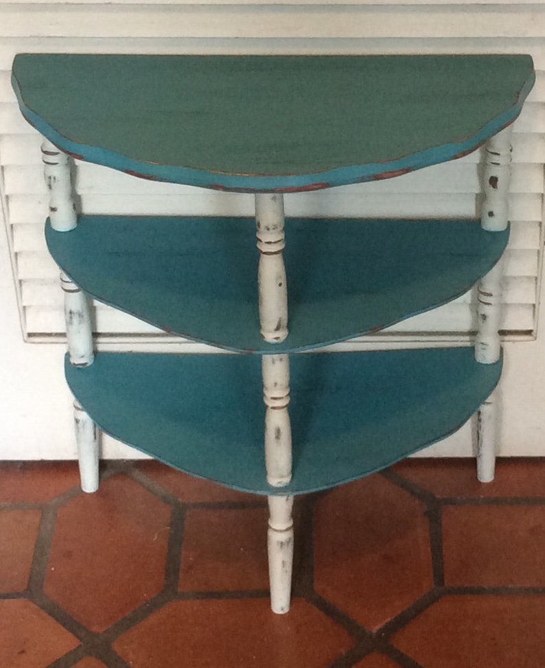 Blue Shelf End Table