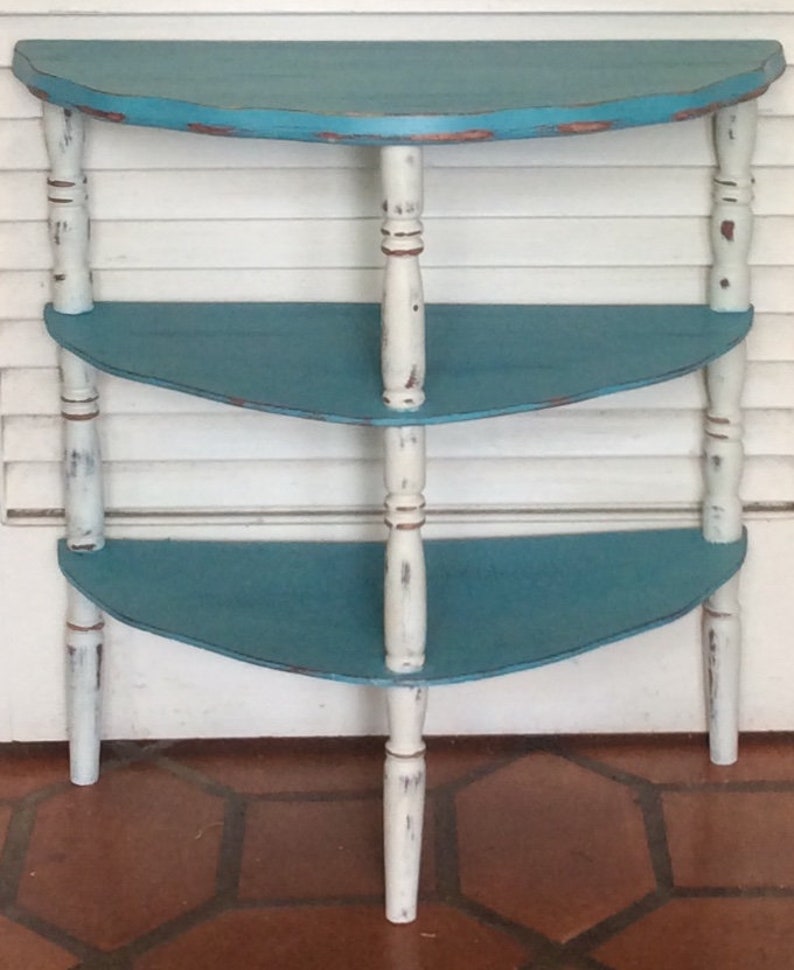 Blue Shelf End Table