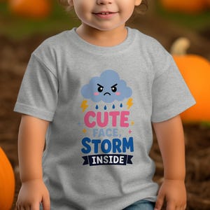 Cute Face Storm Inside Toddler T-Shirt | Grumpy Cloud Kids Tee, Sarcastic Funny Child Outfit, Kawaii Expression Baby Gift
