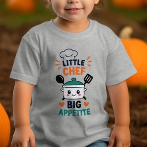 Little Chef Big Appetite T-Shirts Toddler, Cute Cooking Pot Baby Tee, Culinary Kid Shirt, Aspiring Chef Gift, Foodie Baby Apparel