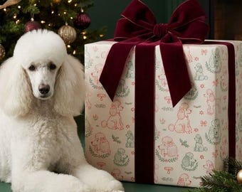 Peppermint Poodle Wrapping Paper, Christmas Dog Gift Wrap, Standard Poodle Gift Wrap, Holiday Wrapping Paper, Cute Dog Lover Gift