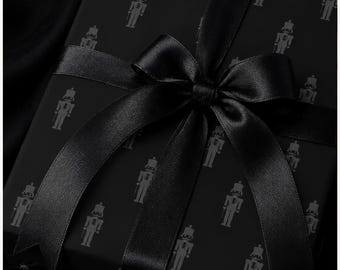 Black Nutcracker Wrapping Paper, Modern Christmas Gift Wrap, Minimalist Holiday Wrapping Paper, Luxury Christmas Paper Black Wrapping Paper