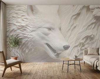 Wolf Peel and Stick Wallpaper, 3D Animal Wall Mural, Nature Removable Wallpaper, Renter Friendly Decor