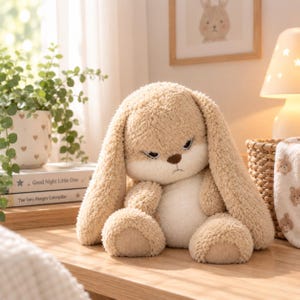 Angry Rabbit Plush Toy, Kawaii Bunny Stuffed Animal, Soft Fluffy Rabbit Doll, Cute Room Decor, Kids Birthday Gift