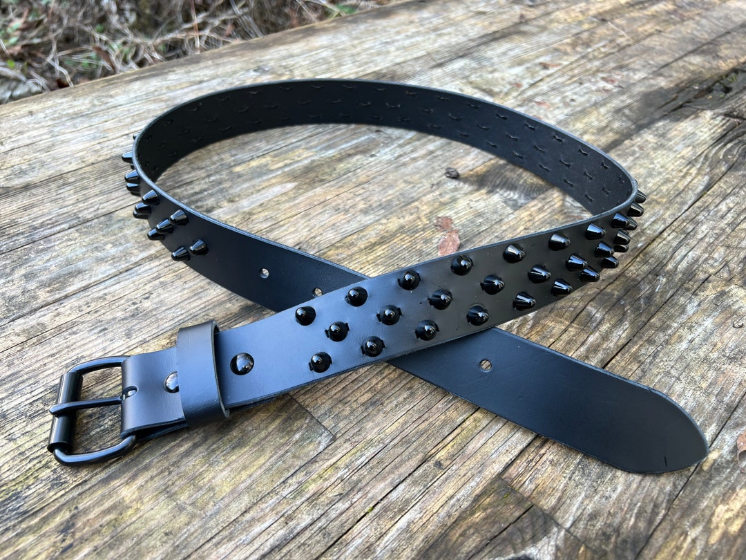 All Black Studded Belt With Little Cone Studs - Etsy