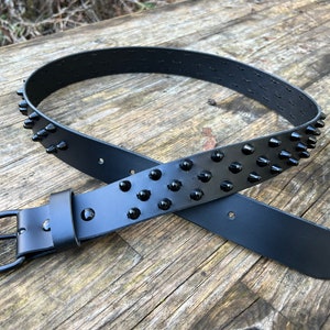 All black studded belt with little cone studs