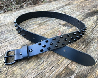 All black studded belt with little cone studs