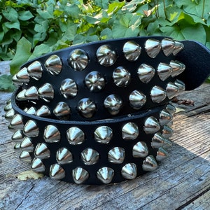 Studded belt with British cone studs / 1.75&quot; wide