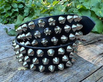 Studded belt with British cone studs / 1.75&quot; wide