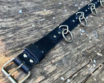 5 Ring Black Leather Punk Belt - Etsy