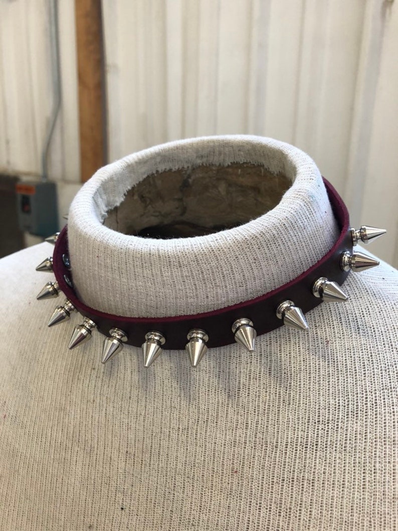 Fierce spiked leather punk choker image 3