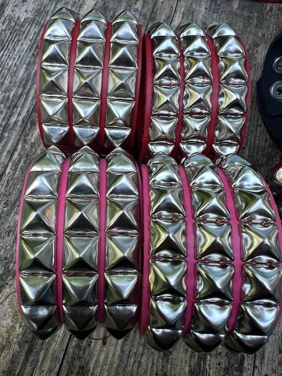 3 Row Pyramid Studded Bracelet / Available With Buckle or