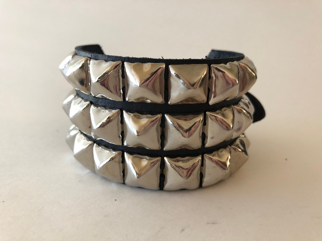3 Row Pyramid Studded Bracelet / Available With Buckle or Snap - Etsy