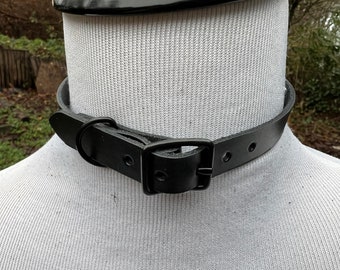 1/2” black leather choker with all black hardware