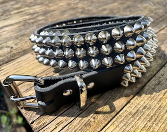 Studded Belt With 2 Rows of Cone Studs - Etsy UK