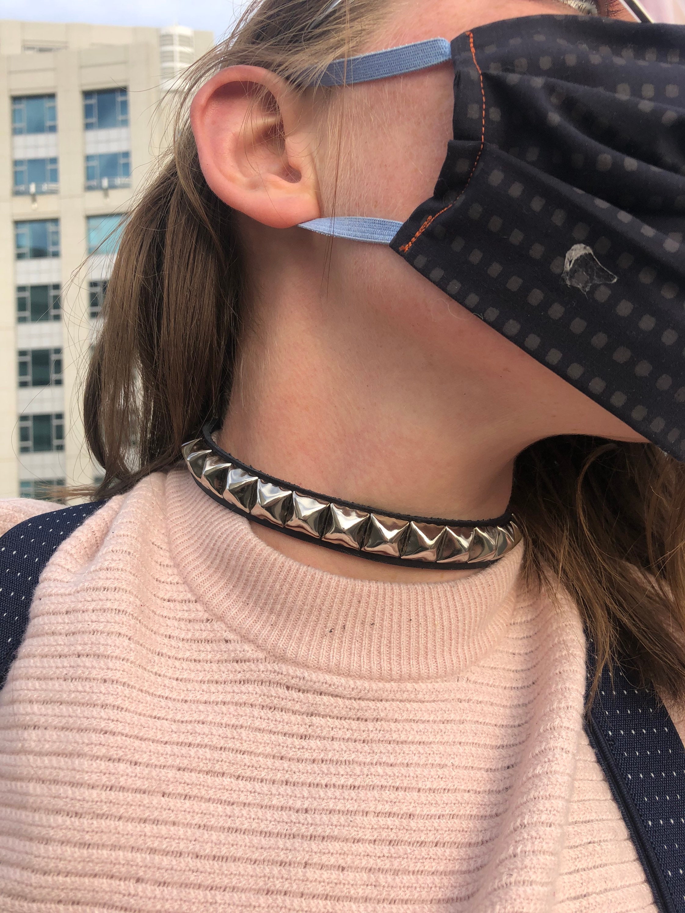 Punk Choker With 1 Row of Pyramid Studs - Etsy Canada